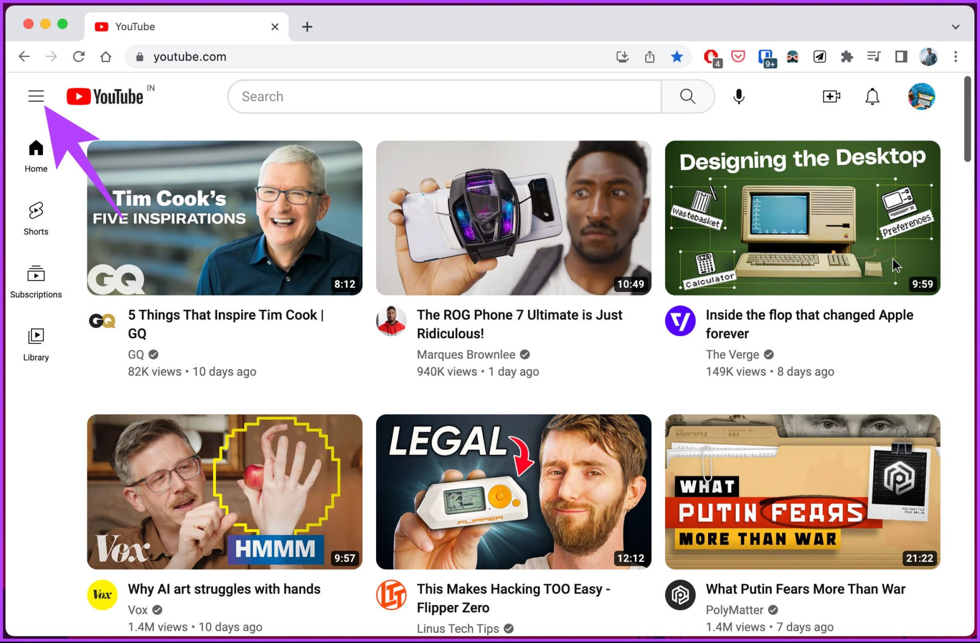 Click the three horizontal lines icon