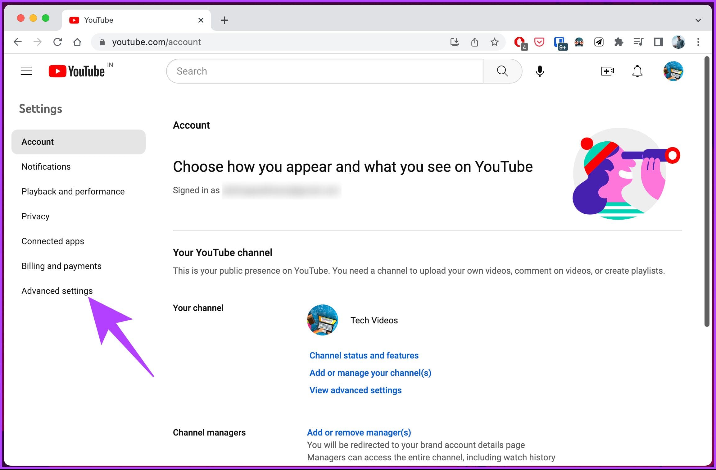 Click on Advanced settings