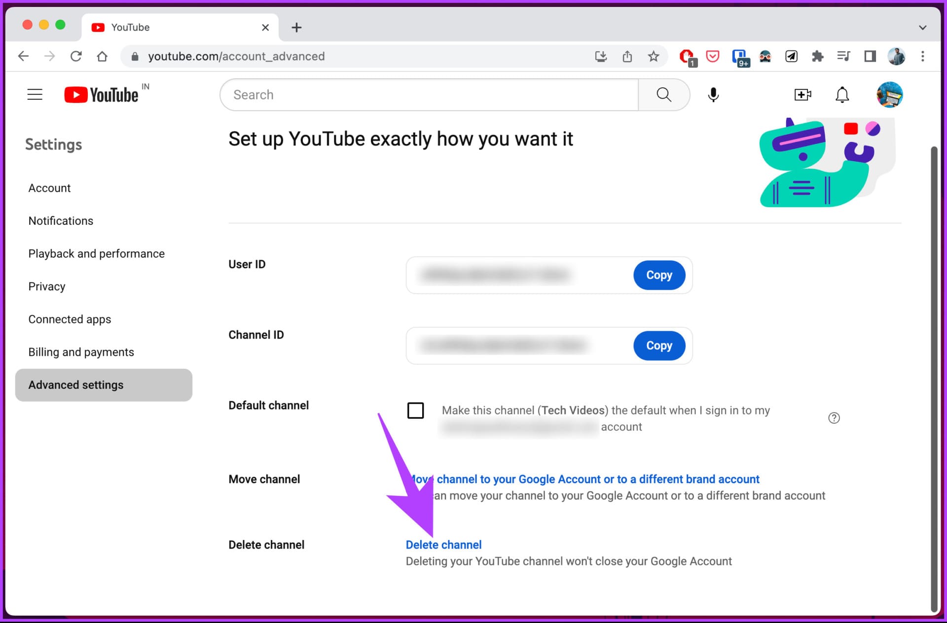 select Delete channel