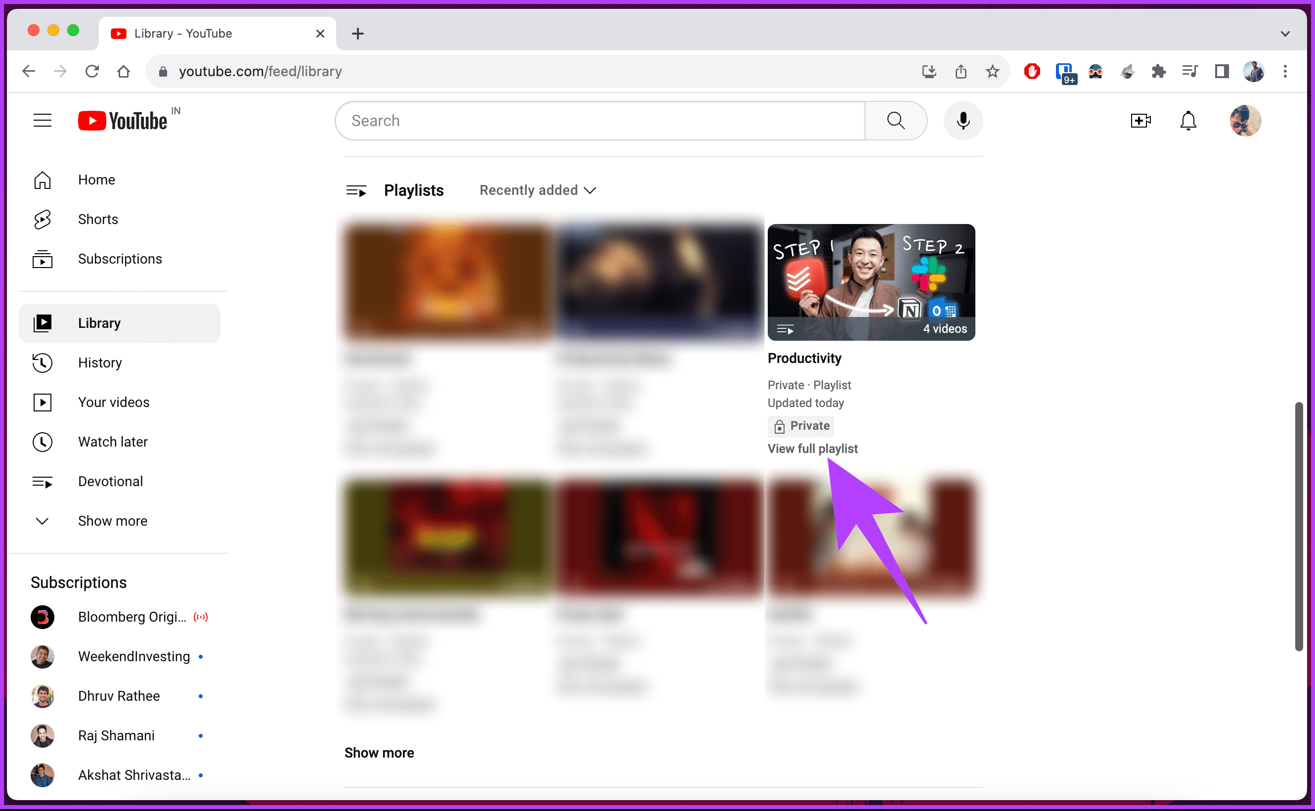click 'View full playlist'