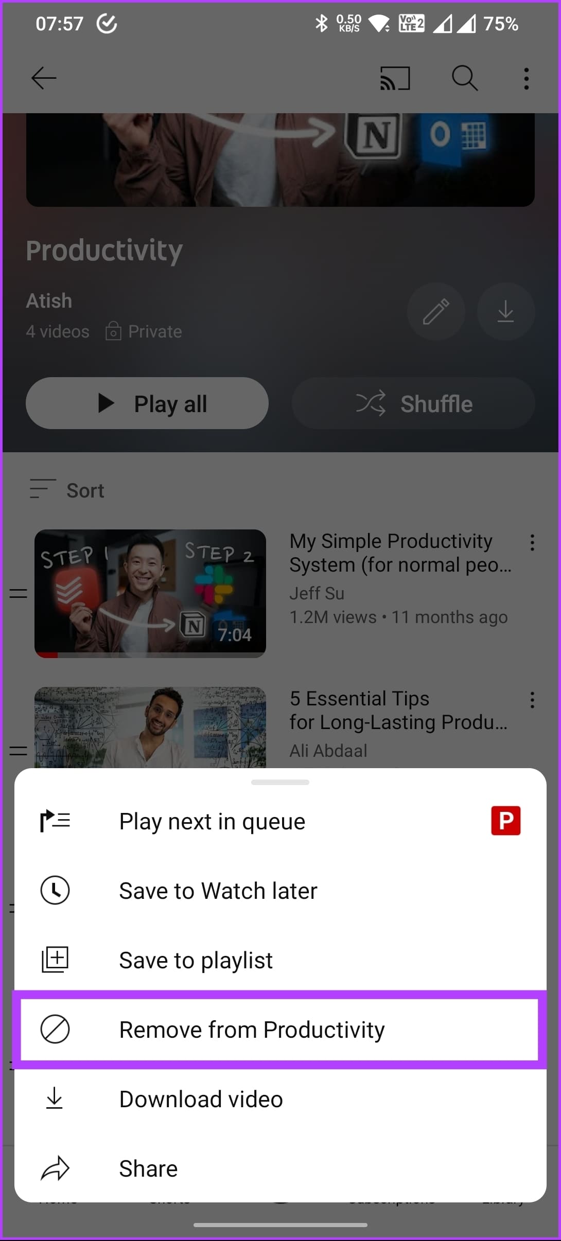 choose 'Remove from '