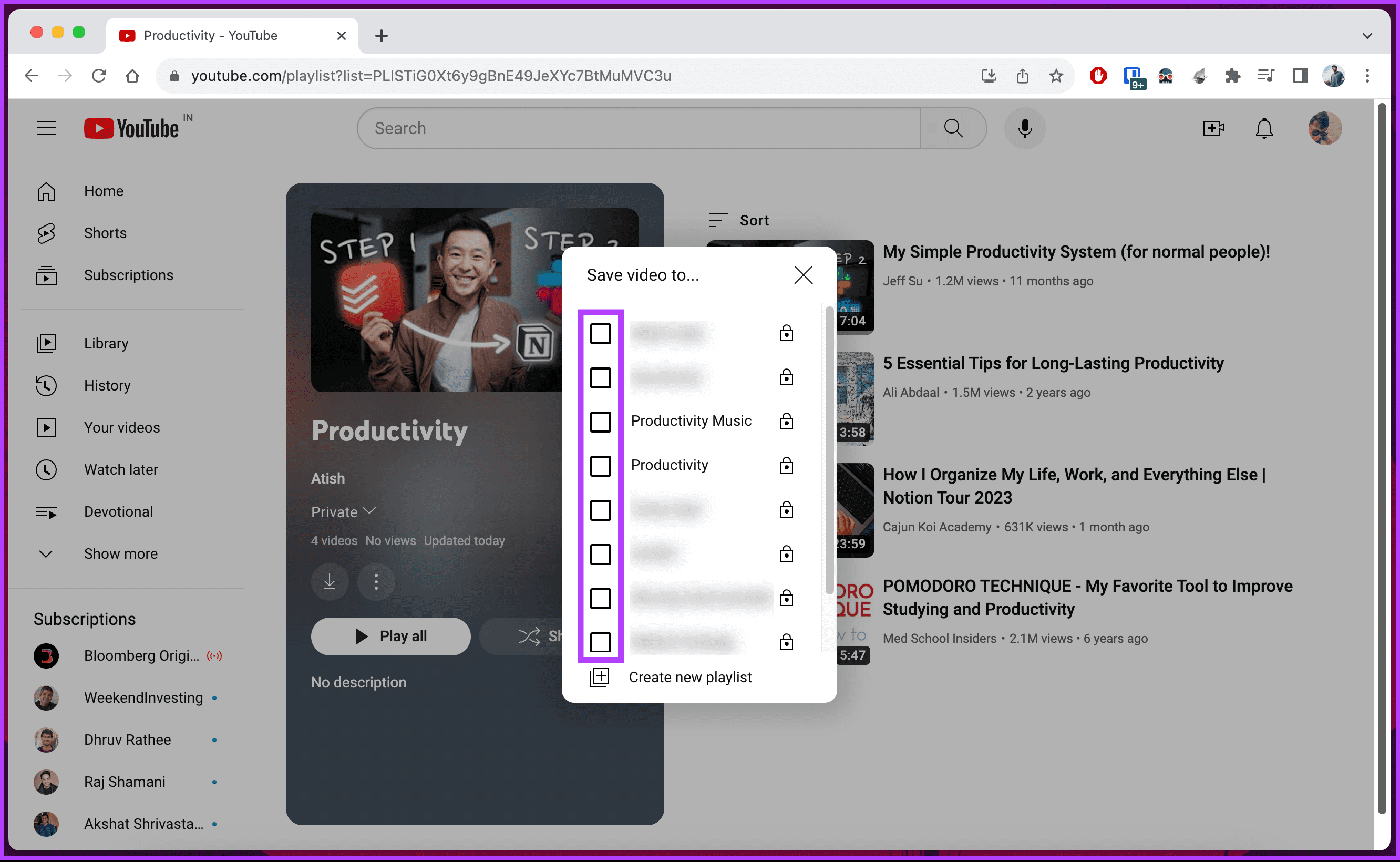choose the playlist