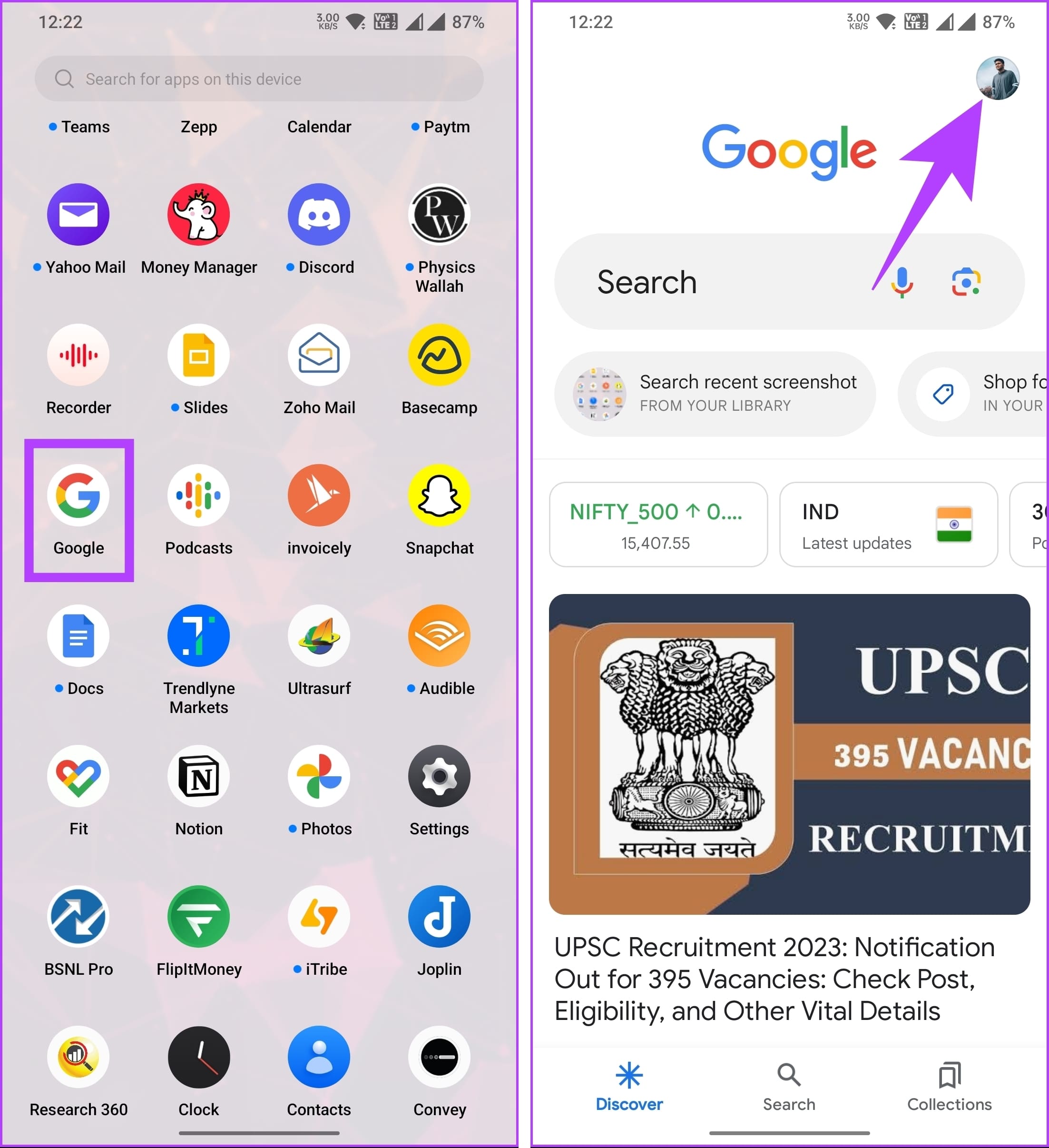 Launch the Google app