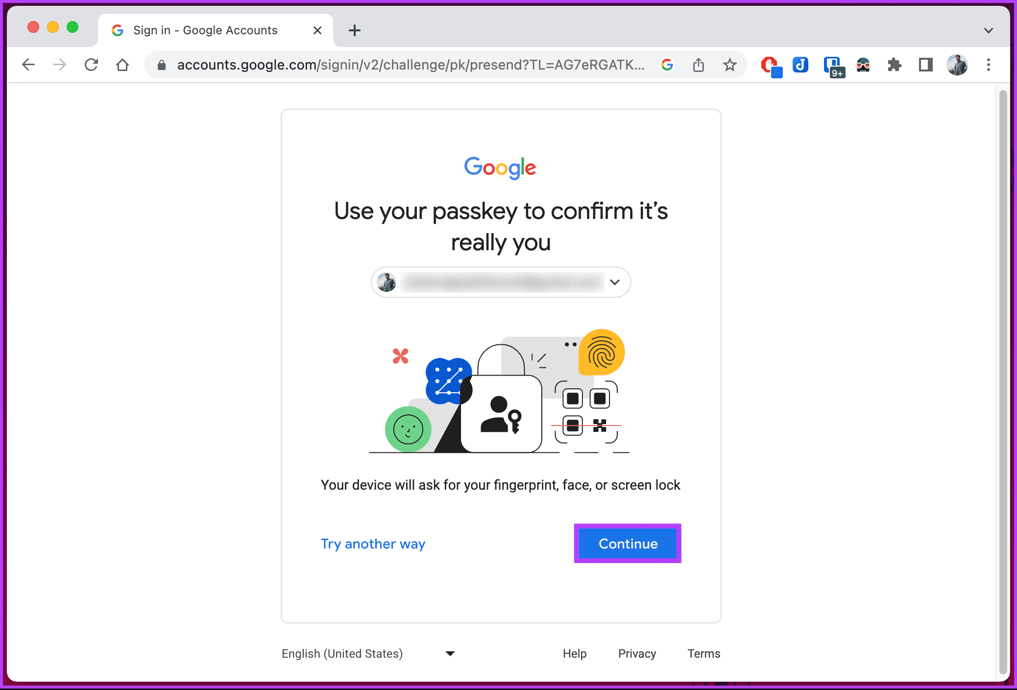 click Continue