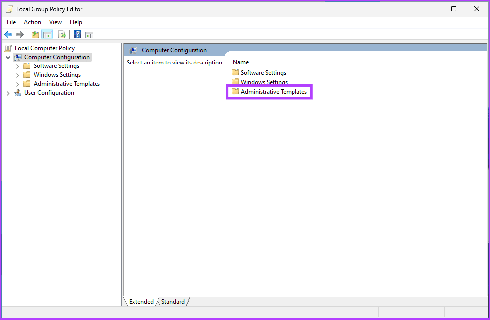 double-click on Administrative Templates