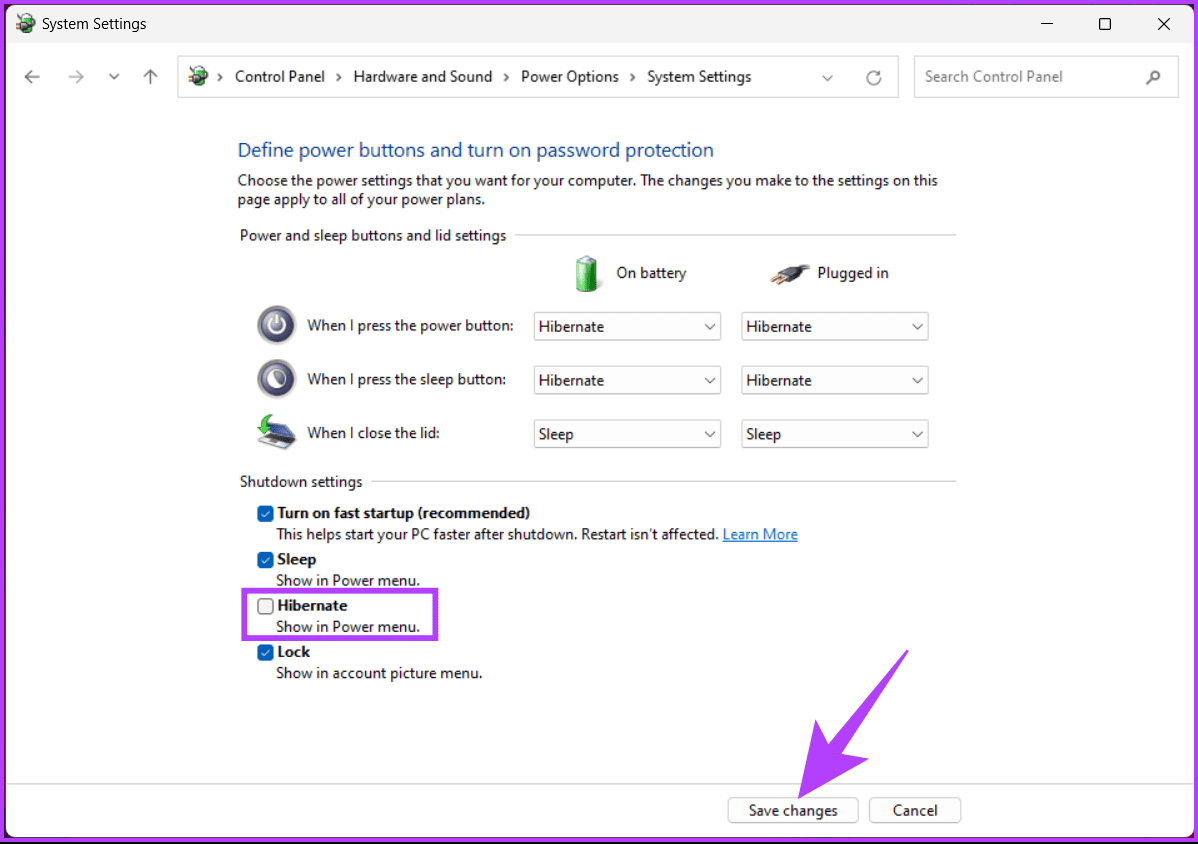 uncheck the Hibernate option and click Save