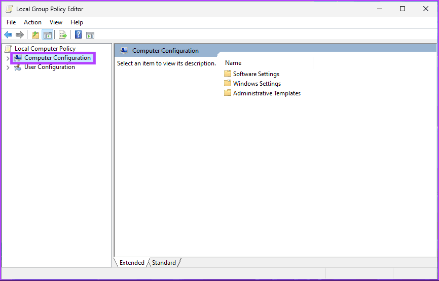 select Computer Configuration