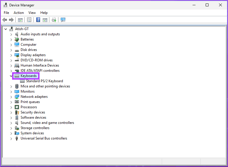 select and double-click on Keyboards