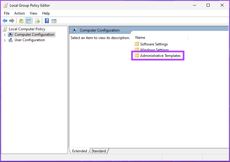 double-click on Administrative Templates