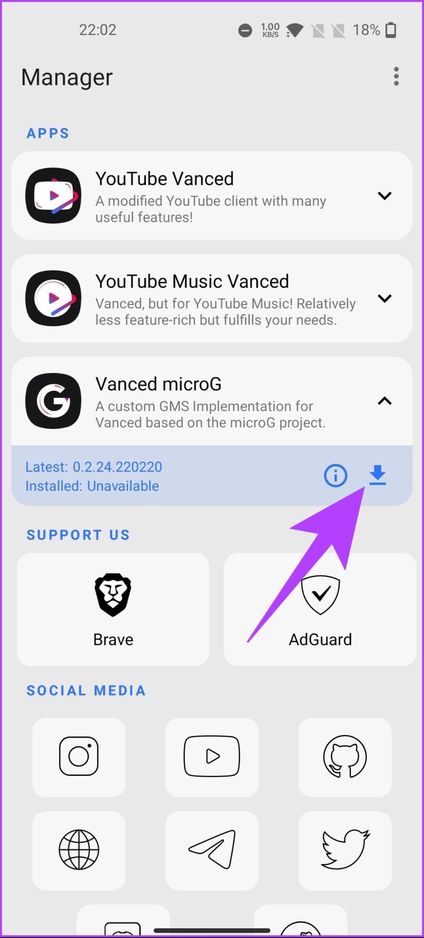 tap on the Download icon