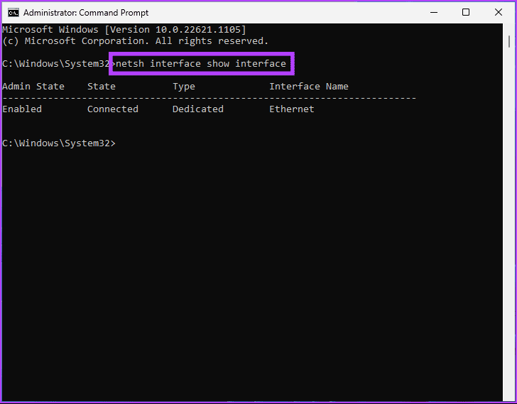 Type the below command