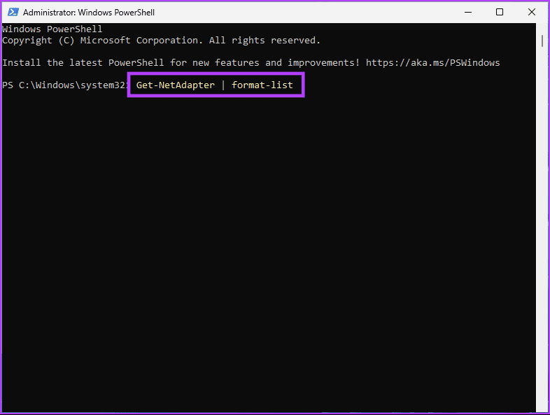 Type the below command and hit Enter