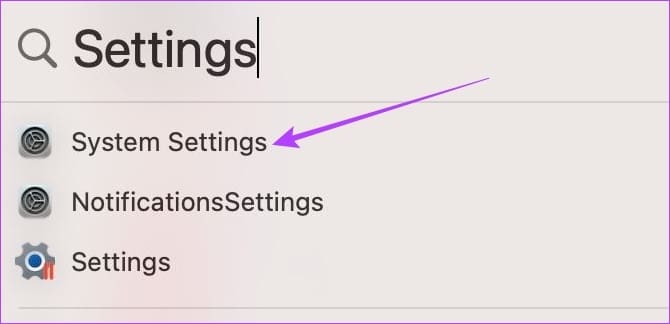 From Spotlight search open System Settings