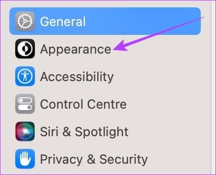 Click on Appearance