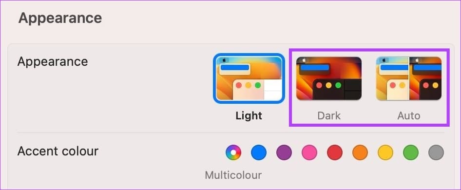 Click on Dark