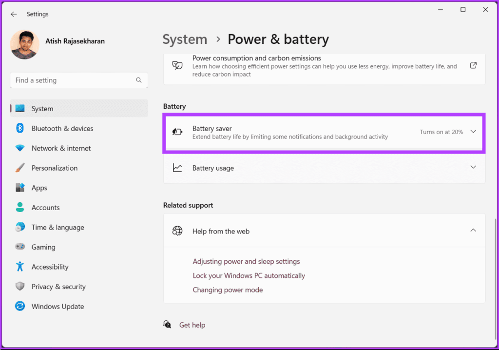 click to expand Battery saver