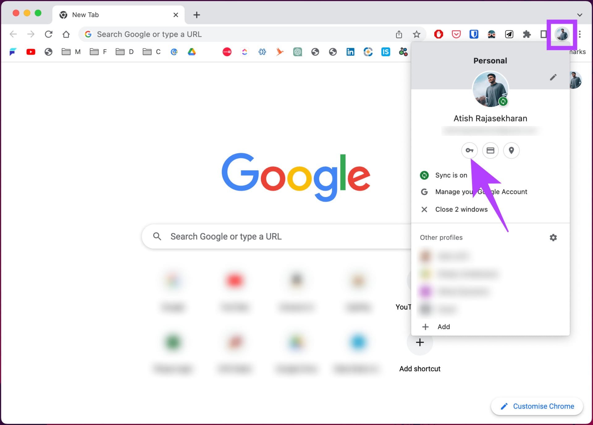 click on the Key icon
