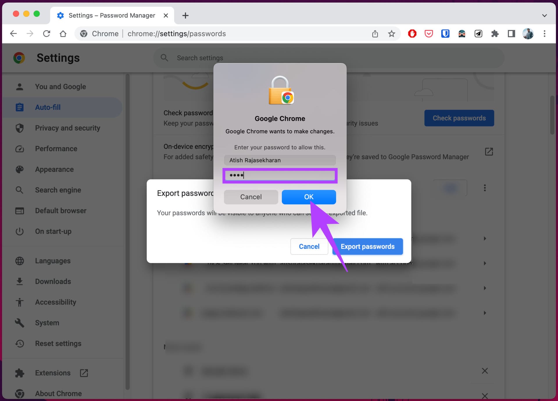 clicking Allow