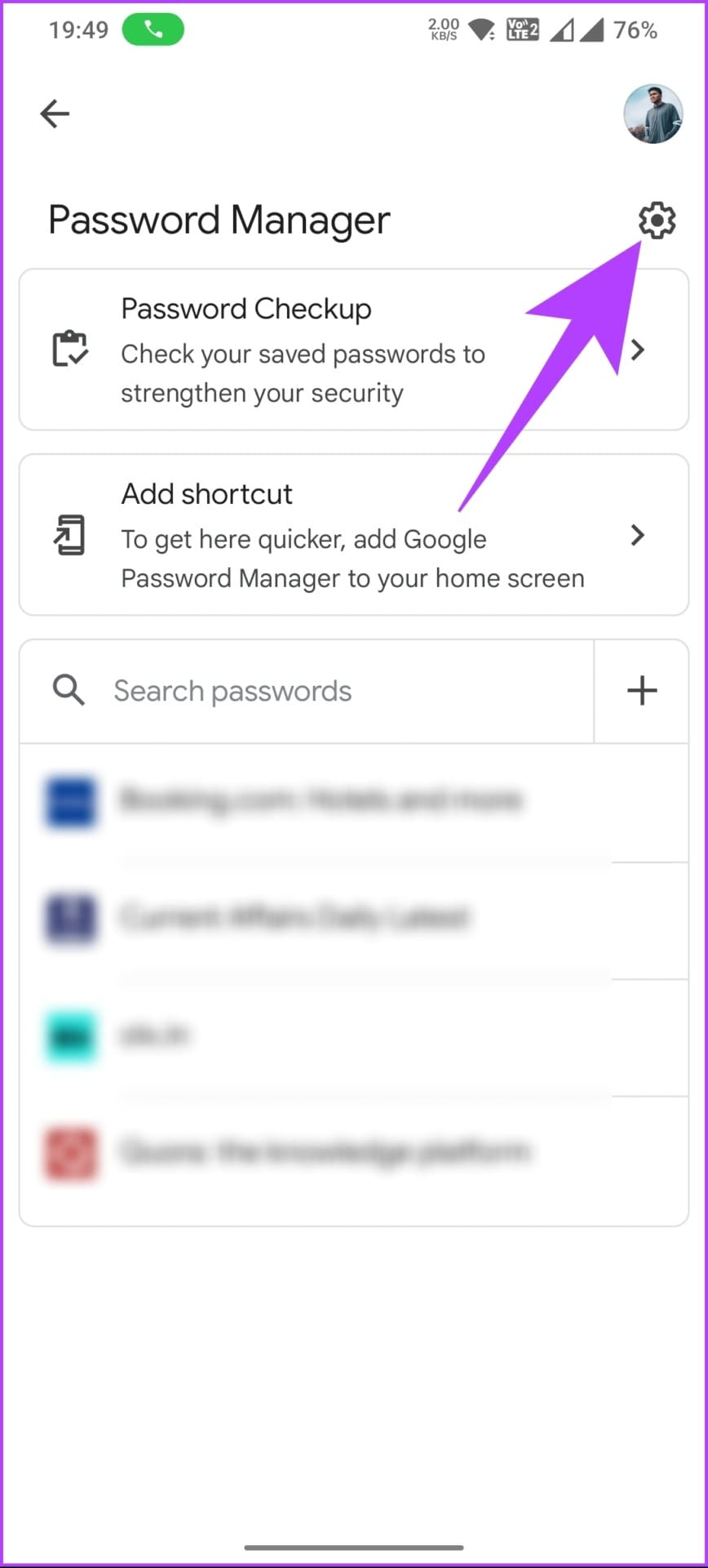 tap on the Settings (gear) icon