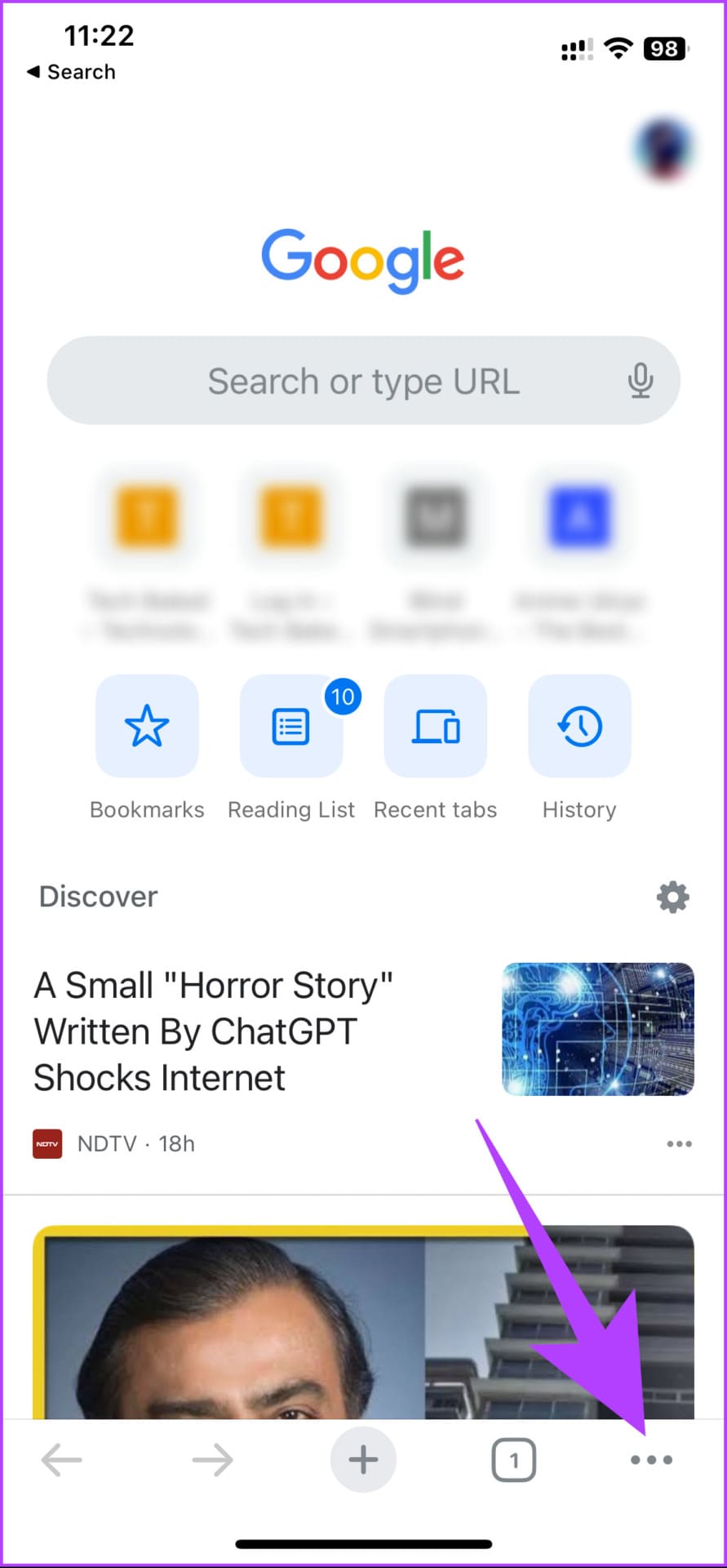 tap the three-dot icon at the bottom right corner