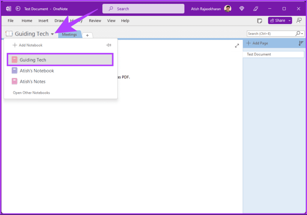 Select the notebook you want export