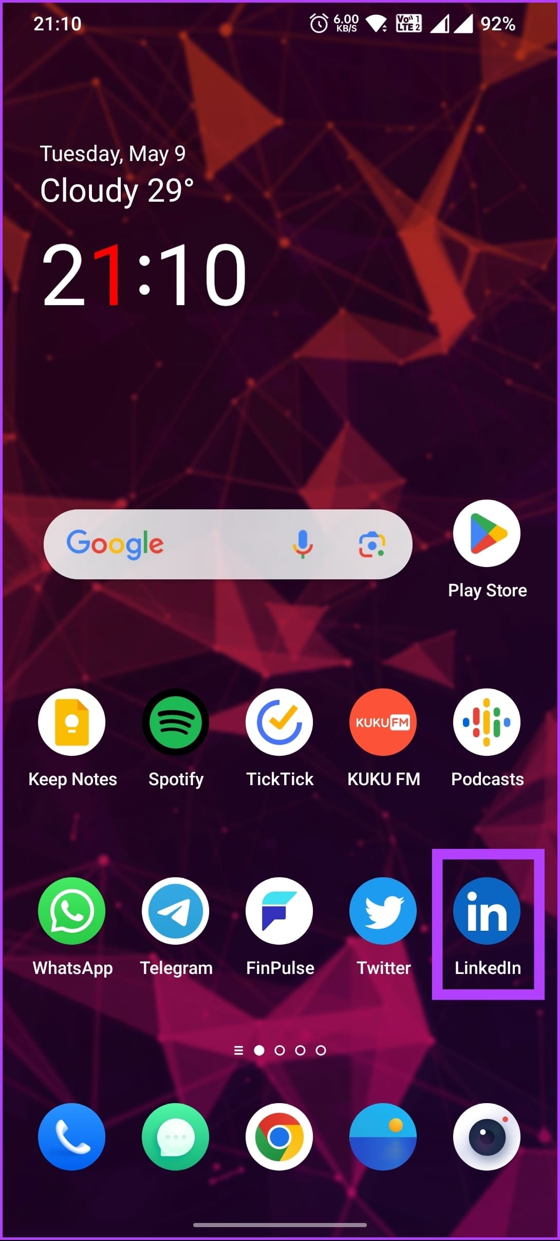 Launch LinkedIn on your Android