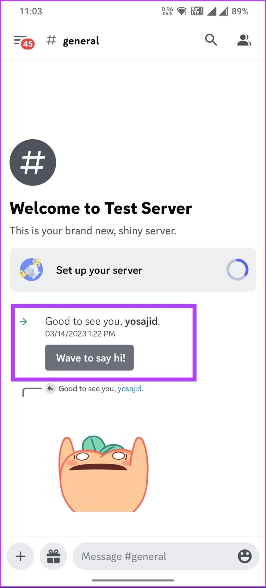 tap and hold the message
