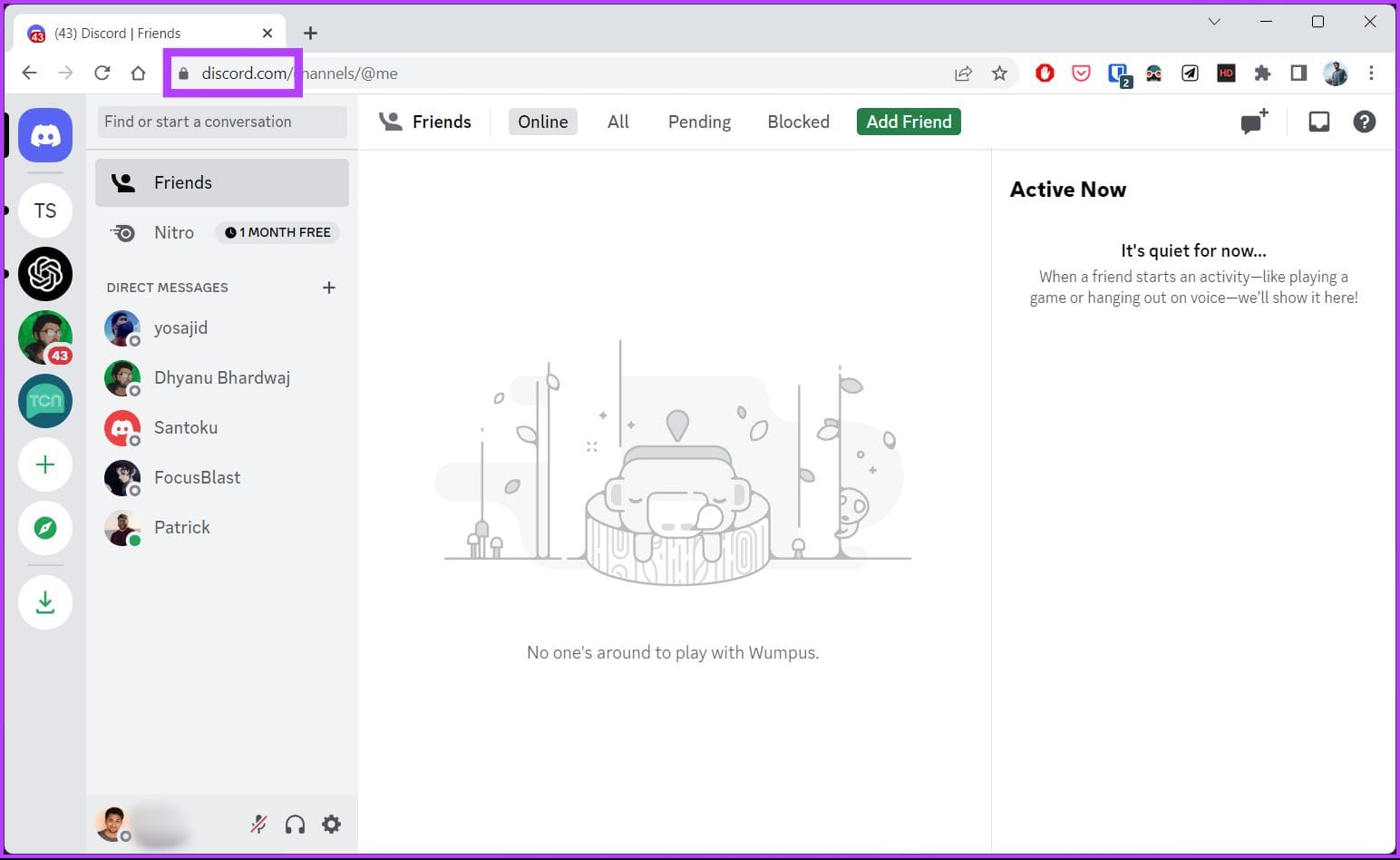 Go to Discord from your preferred browser