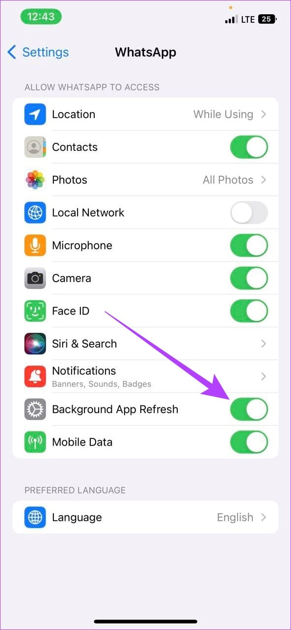 Turn on Background App Refresh