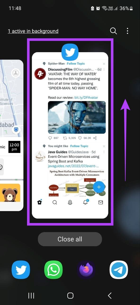 Clear Twitter from the app tray