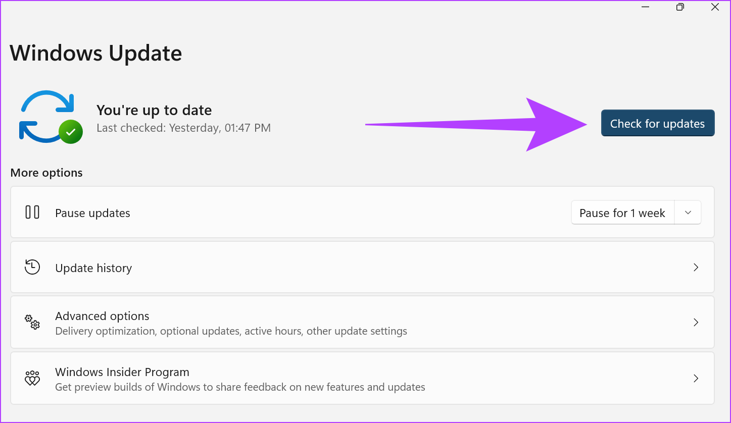 click on Check for updates