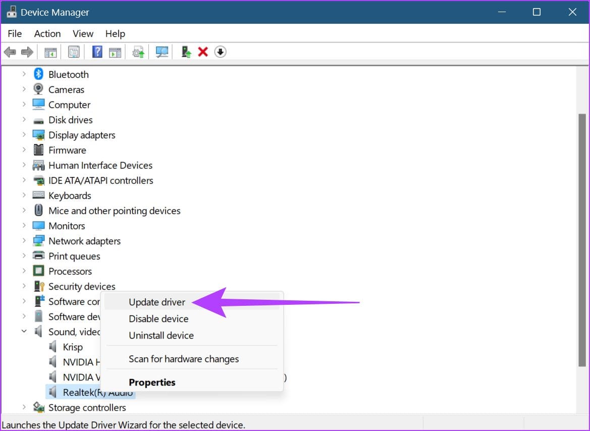 Click on Update driver