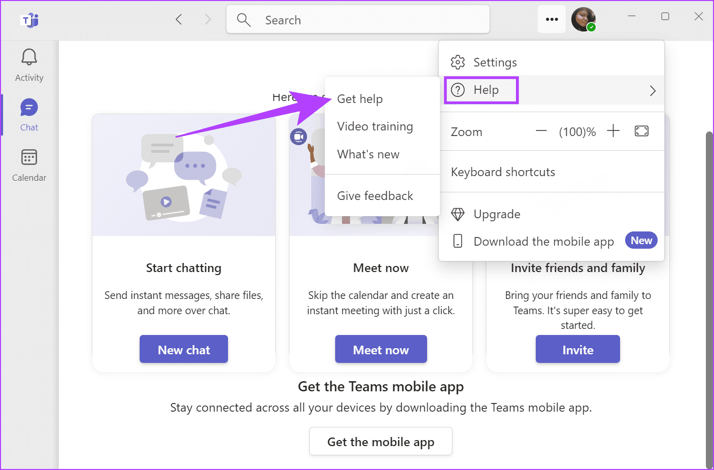 Go to Help and click on Get help