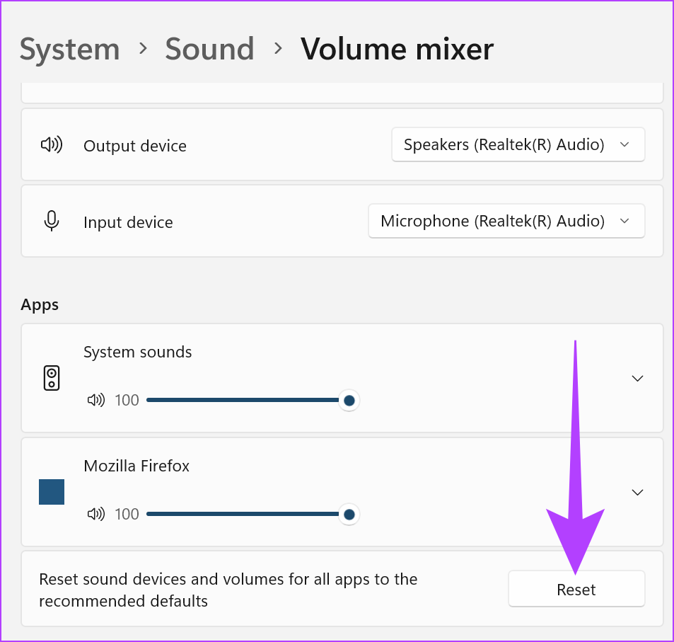Reset App Audio Settings