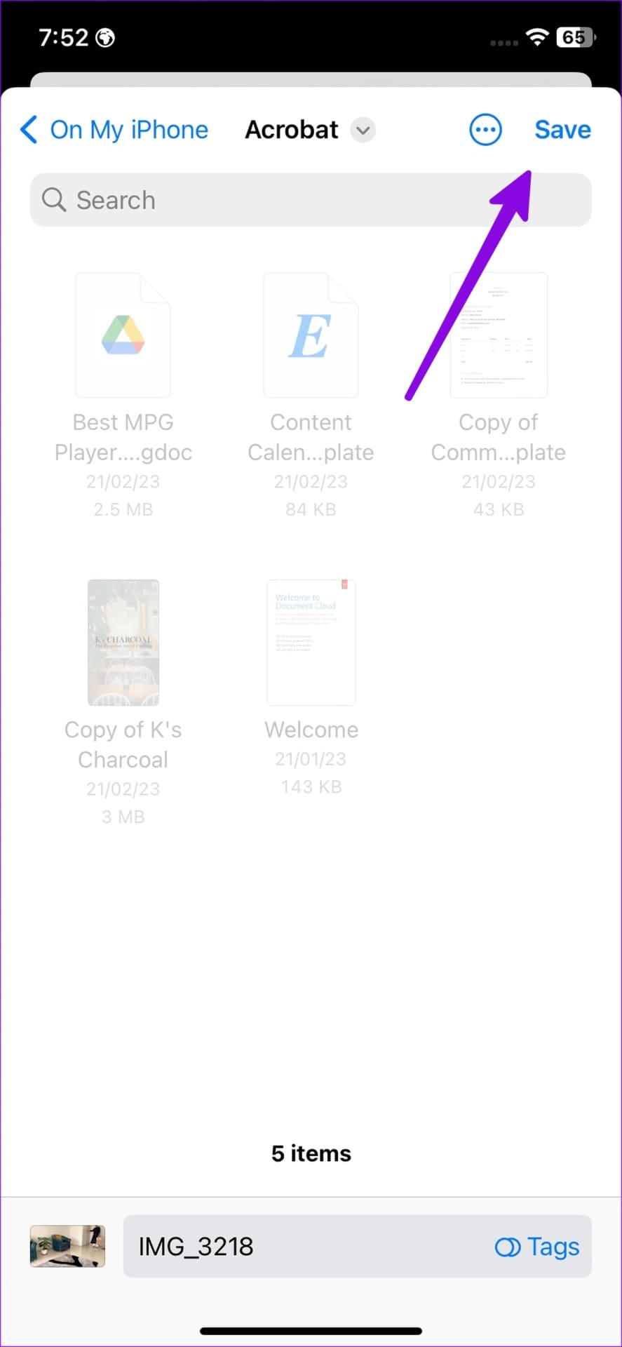 save a video in the Files app