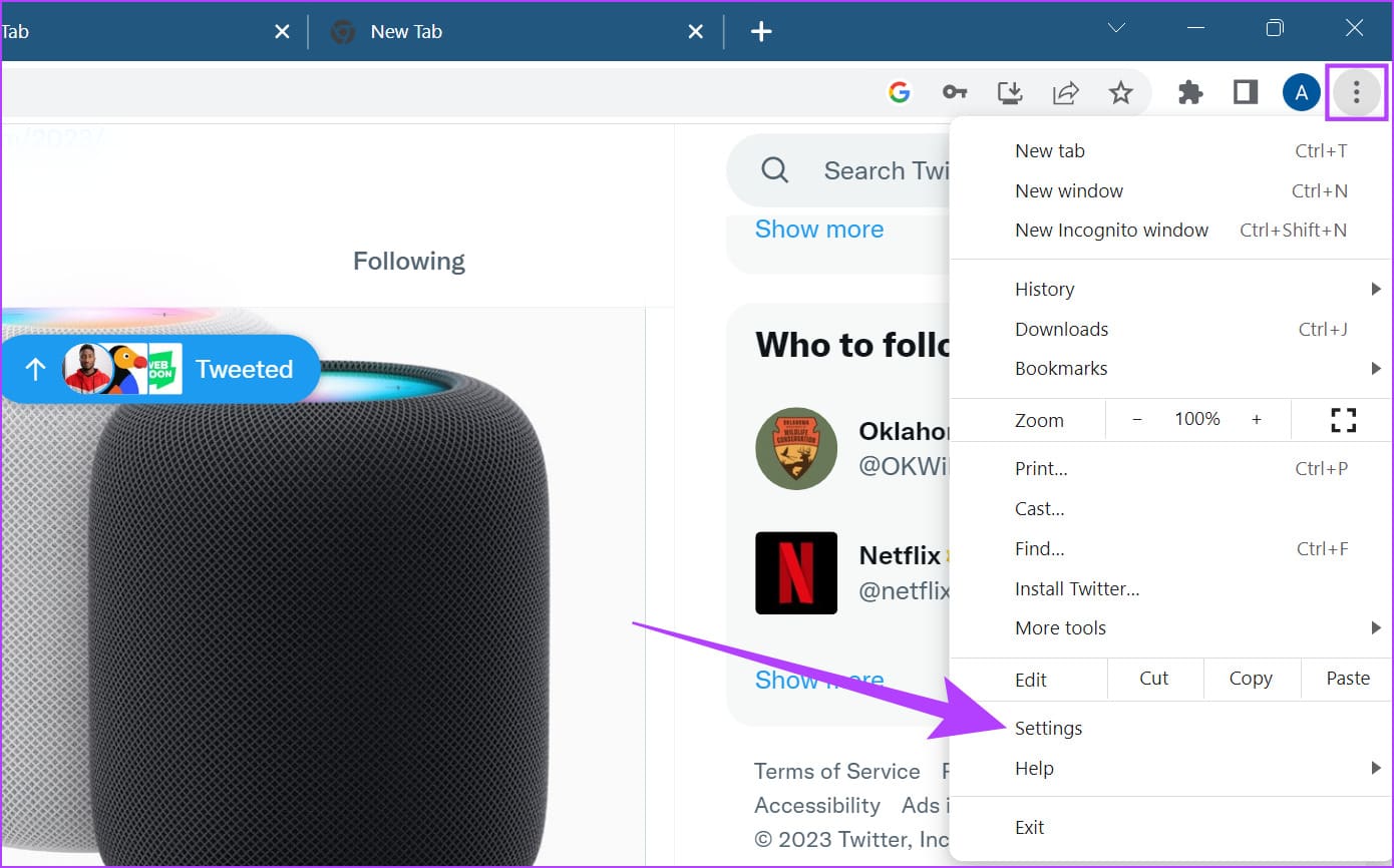 Open menu and click on Settings