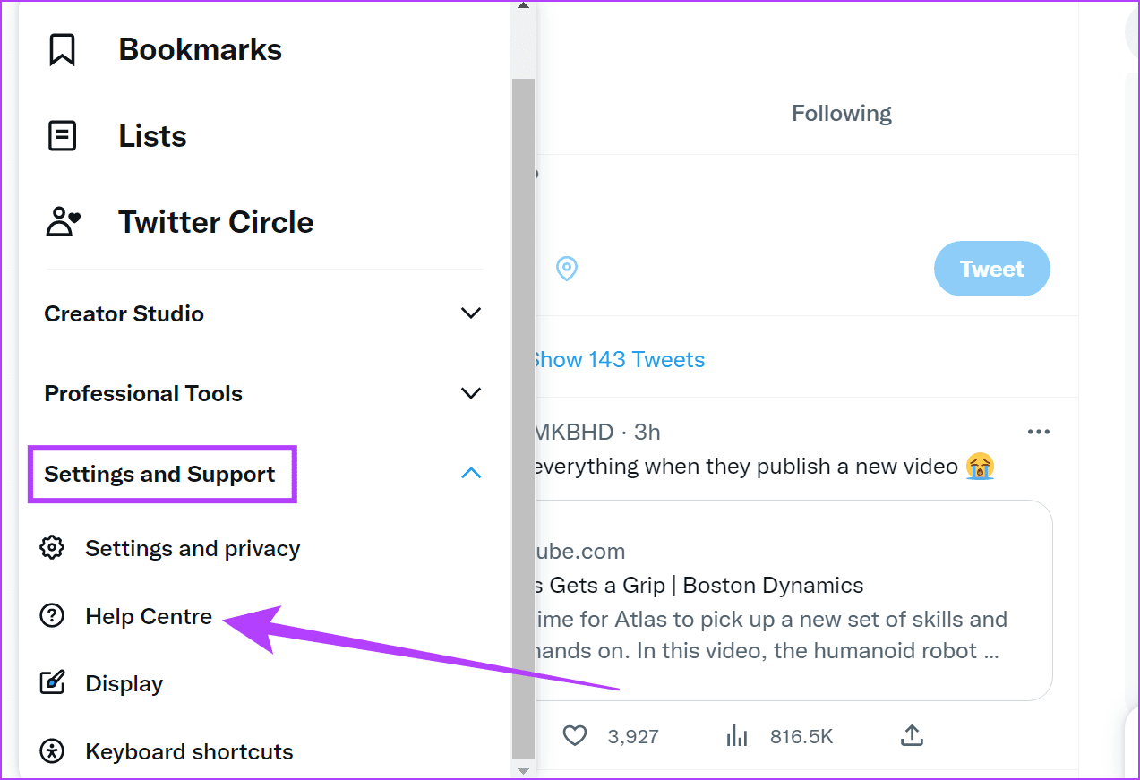 In Settings & Support click on Help Center