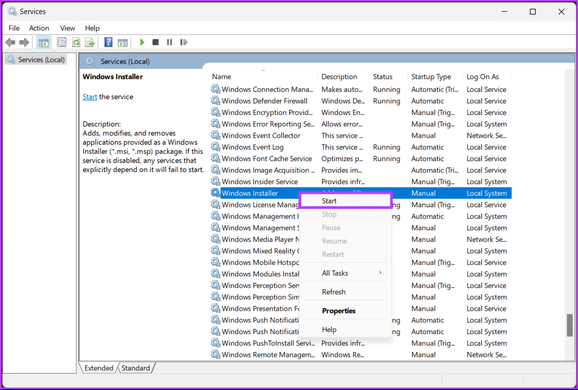 select Windows Installer