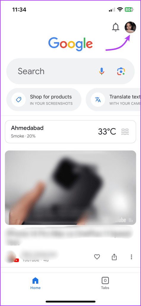 Tap the profile icon