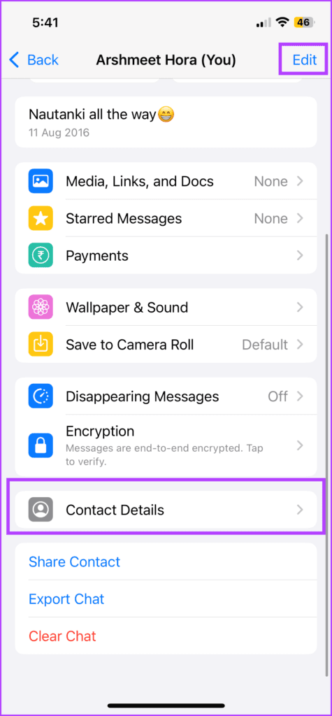 Save number on WhatsApp for messaging yourself