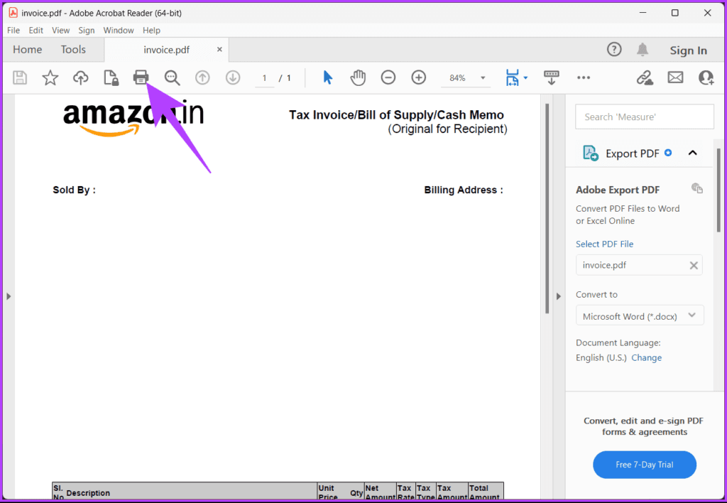 Click on the Print option
