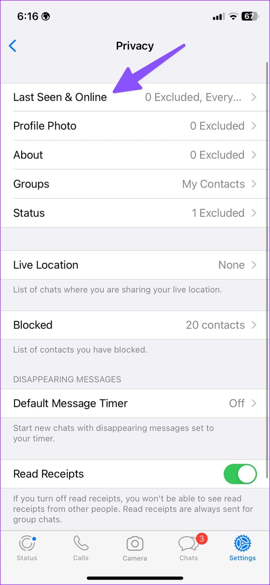 last seen and online status on whatsapp