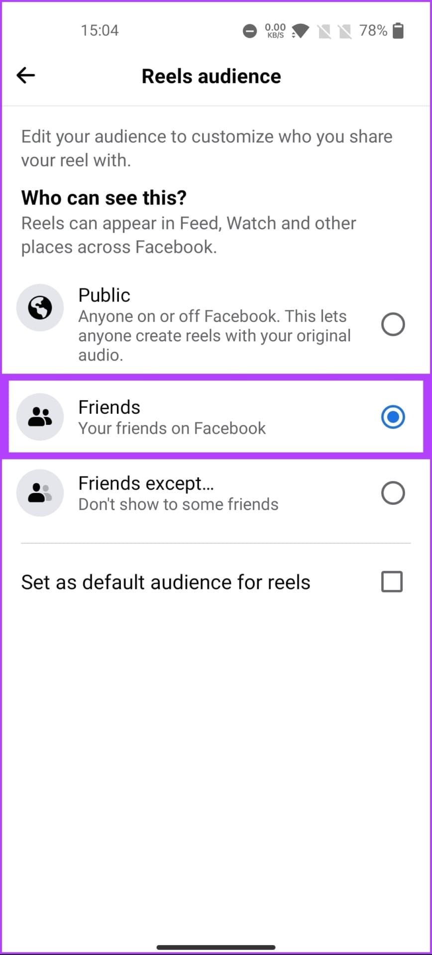 select any option