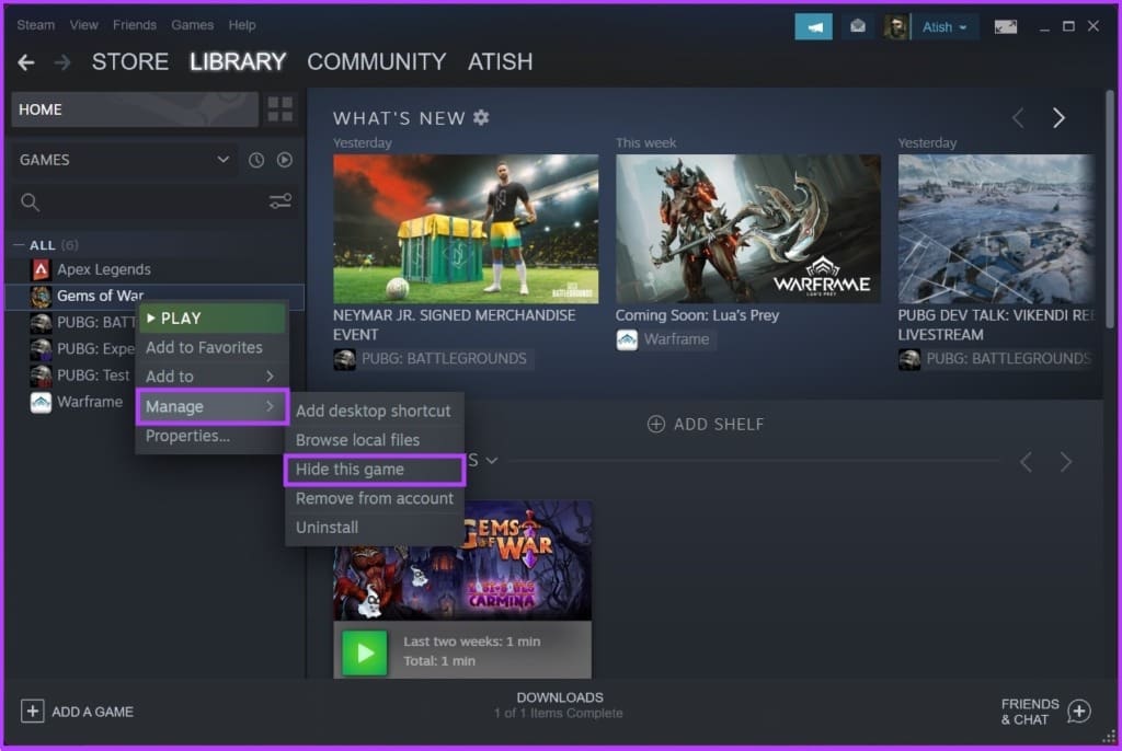 go to Hide this game