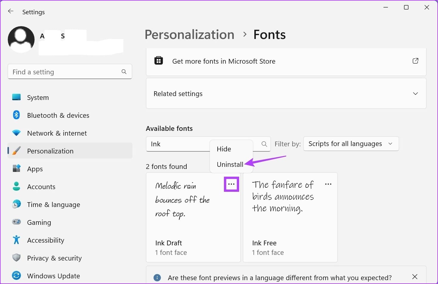 Click on the three-dot icon & click on Uninstall