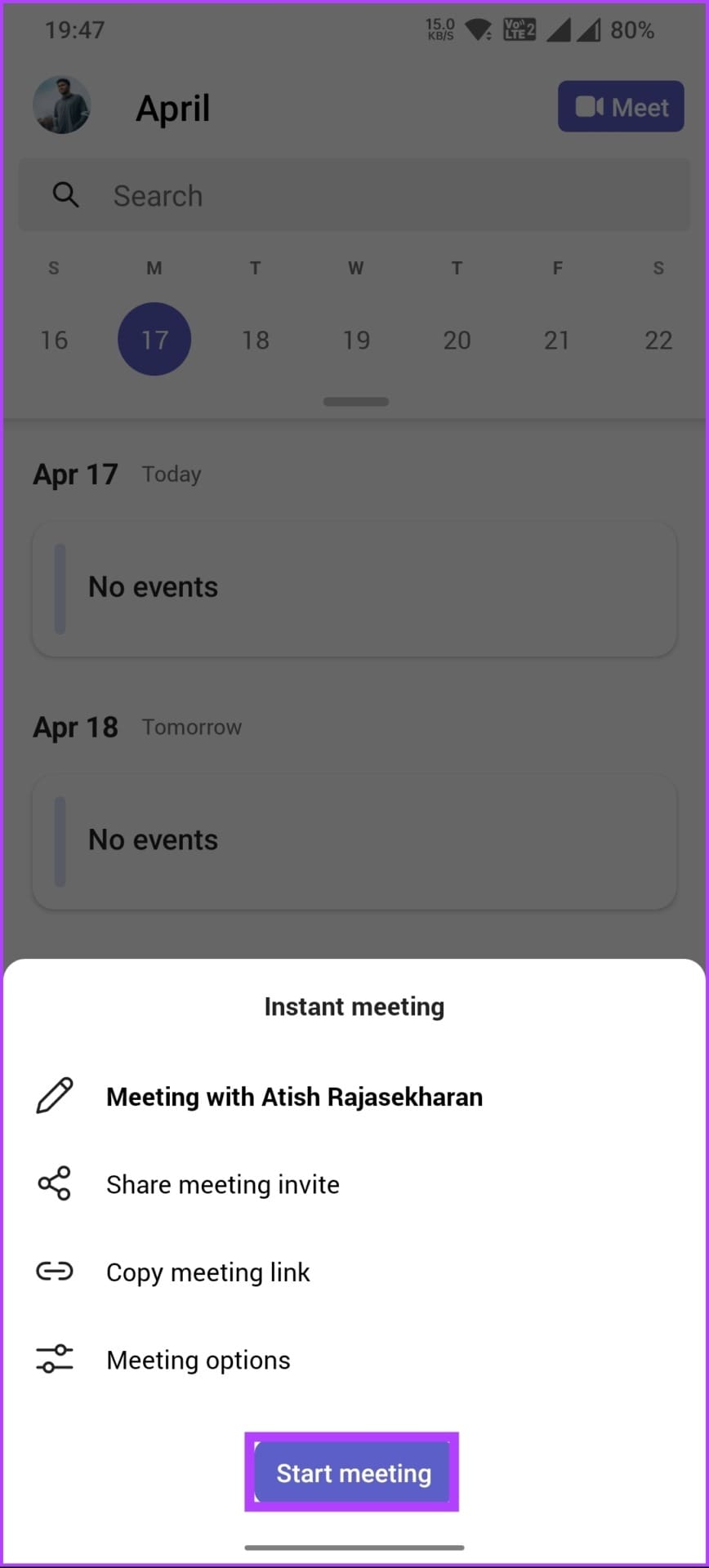 tap Start meeting