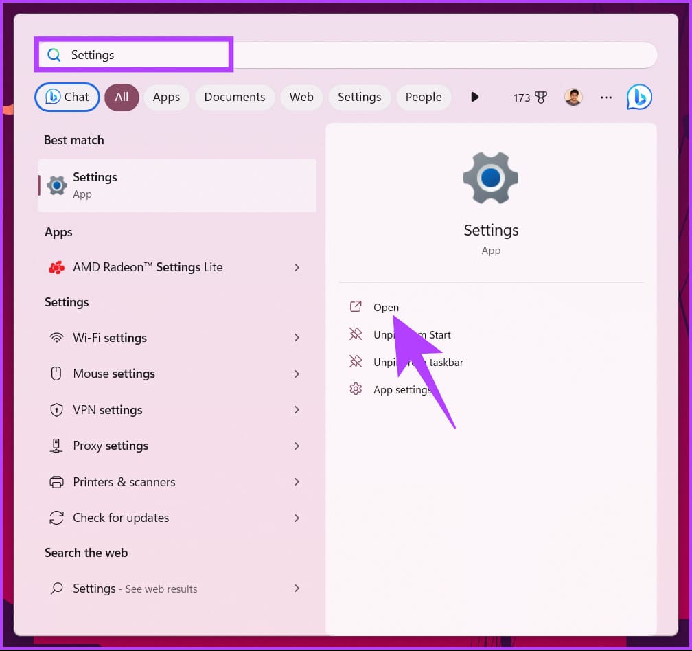 type Settings