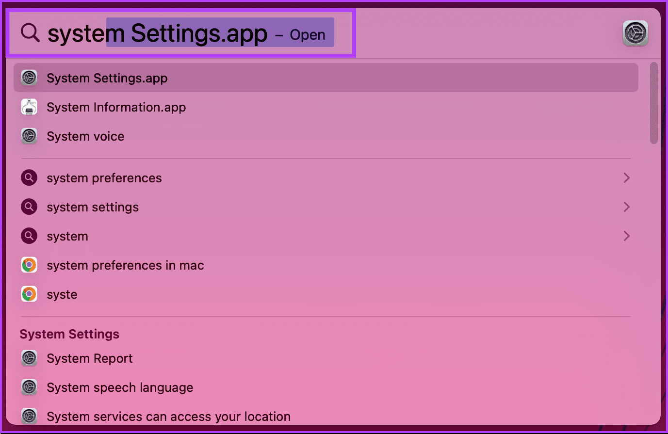 type System Settings