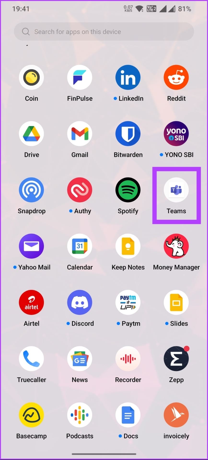 Launch Teams on your device