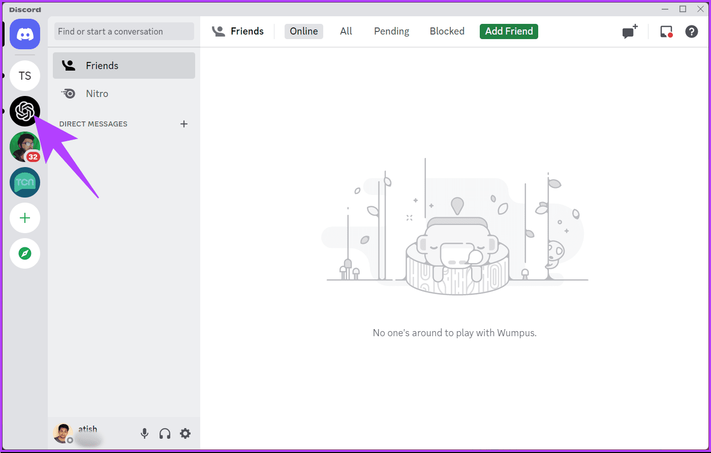 Navigate to the server you are a part of and want to leave